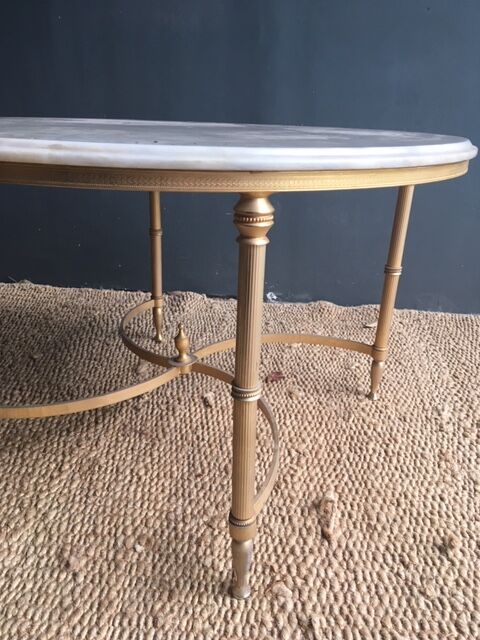Round coffee table marble and brass