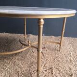 Round coffee table marble and brass