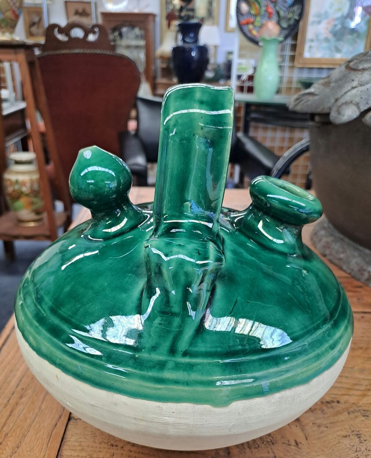 Gargoulette jug in glazed terracotta