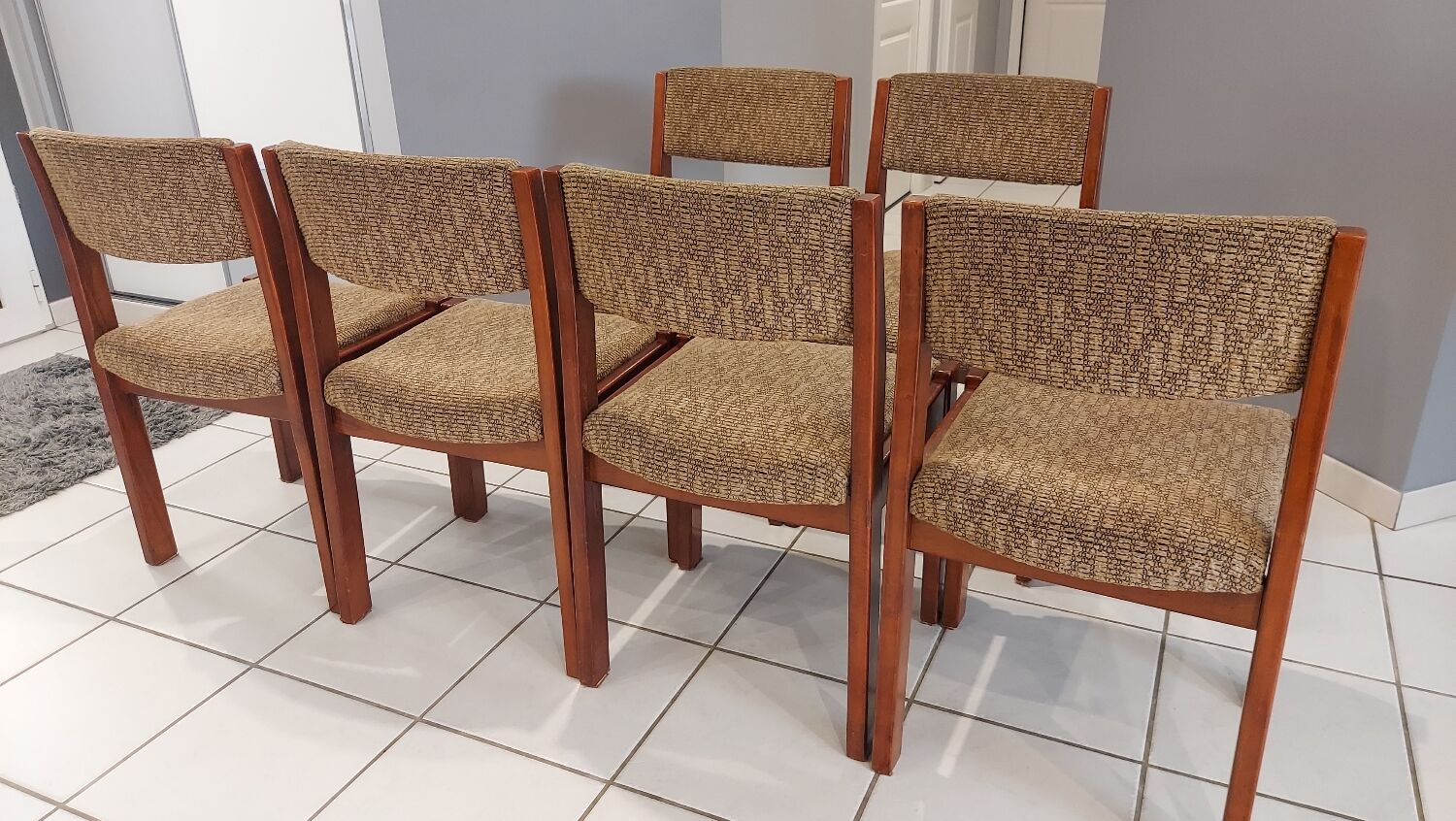 Suite of 6 vintage Baumann dining chairs 1970