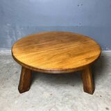 Round Oak Brutalist Rustic Coffeetable