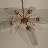 Vintage chandelier 5 brass and vere fires