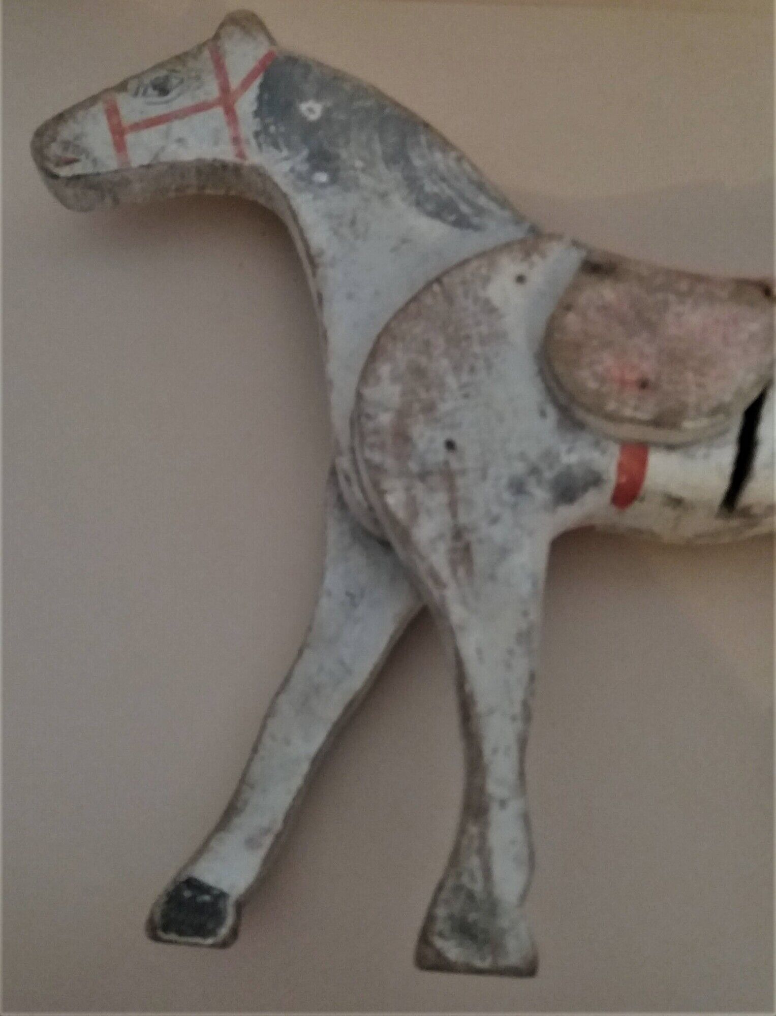 Jouet cheval en bois articulé ancien, début XXème