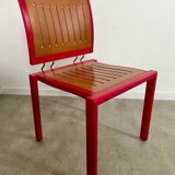 Lot 6 anciennes chaises design Dieticker Bruno Rey bois fuchsia vintage années 70