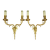 Large pair of wall sconces with male faces in Louis XV style - gilded bronze
