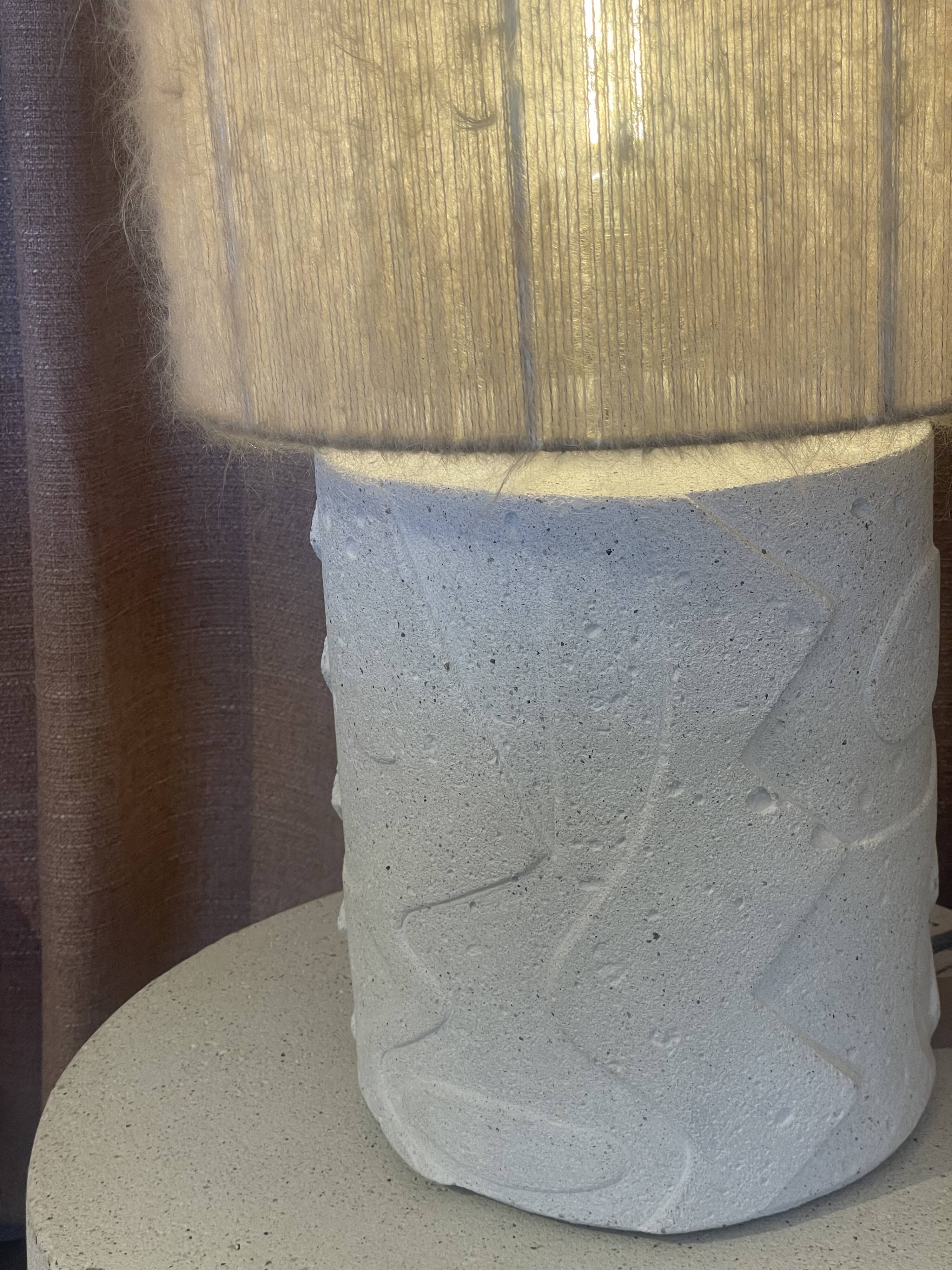 concrete and mohair table lamp