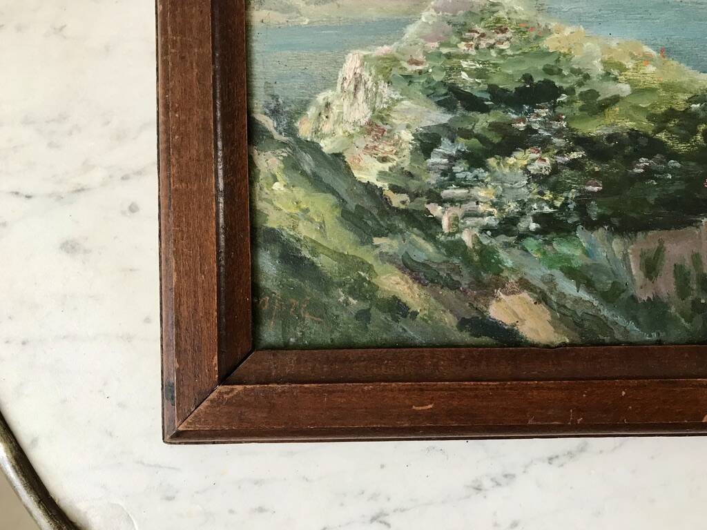 Oil painting on wood Janon valley landscape signed 1957