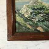 Oil painting on wood Janon valley landscape signed 1957
