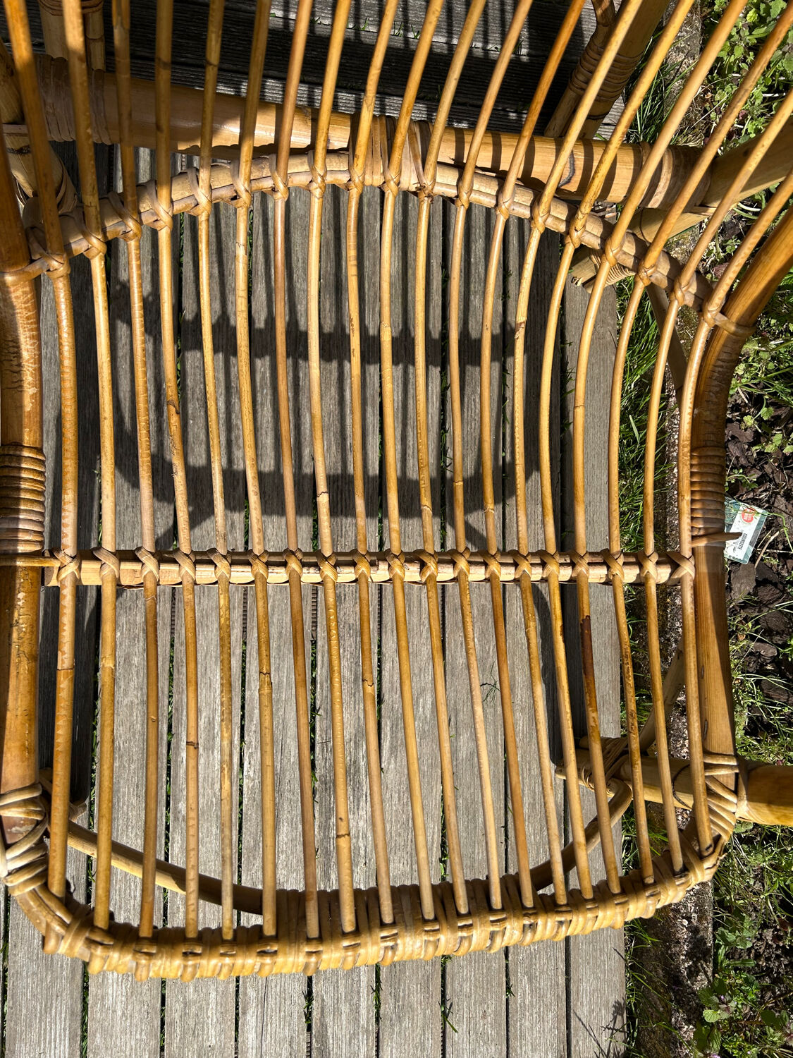 Vintage 1970s rattan armchair pair