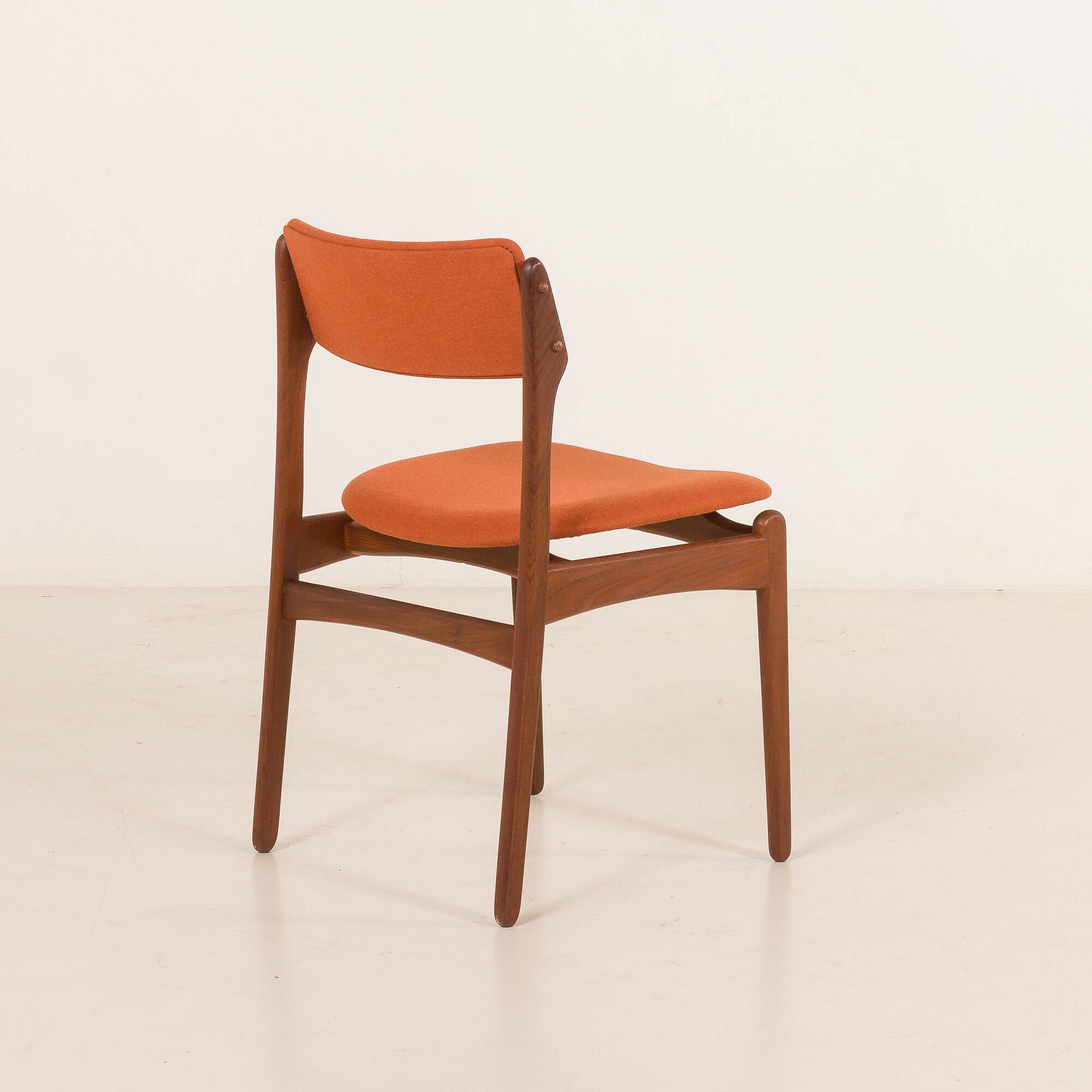 26104 Erik Buch teak and wool chairs, set of 4, Denmark, 1960s