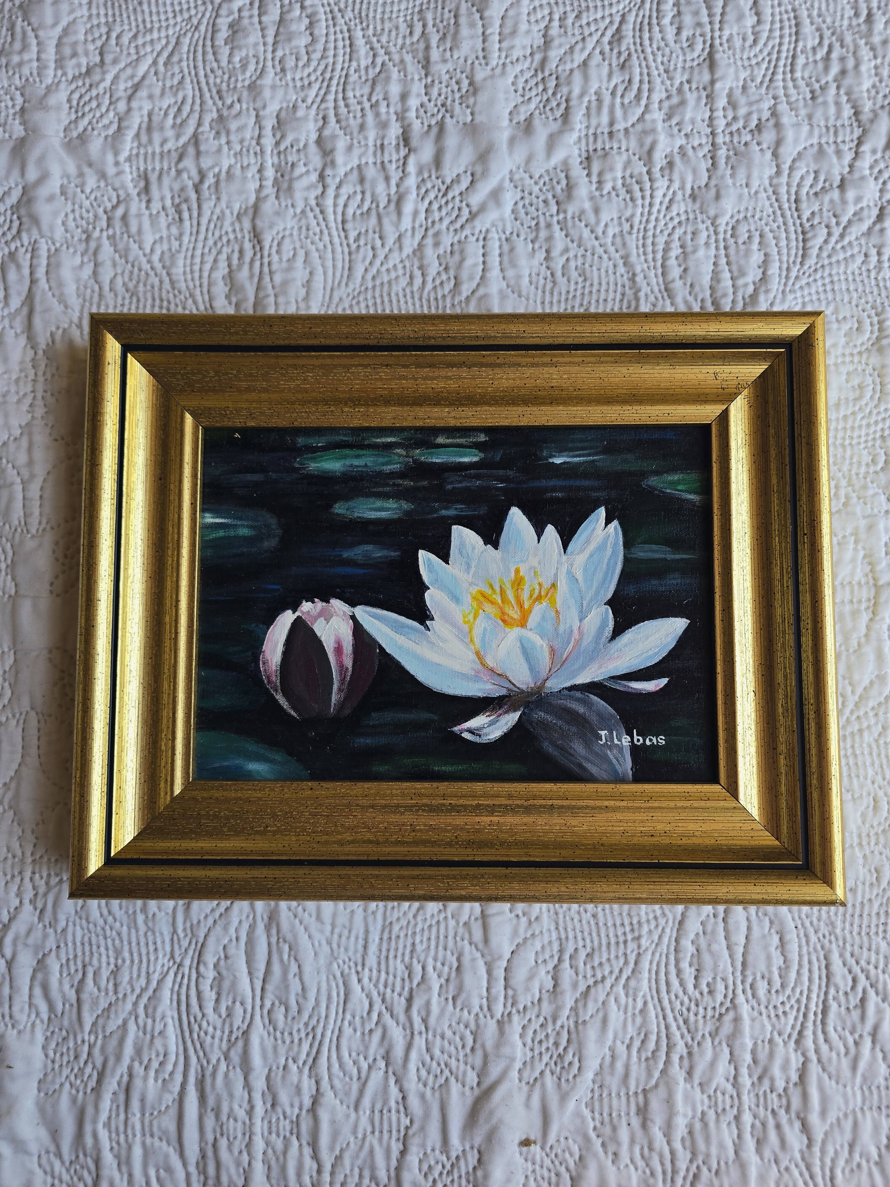 Tableau fleurs d’eau signé Jean Lebas
