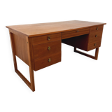 Double-sided executive desk sled legs vintage Scandinavian style in teak from the 60s