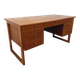 Double-sided executive desk sled legs vintage Scandinavian style in teak from the 60s