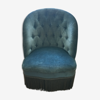 Fauteuil crapaud bleu canard