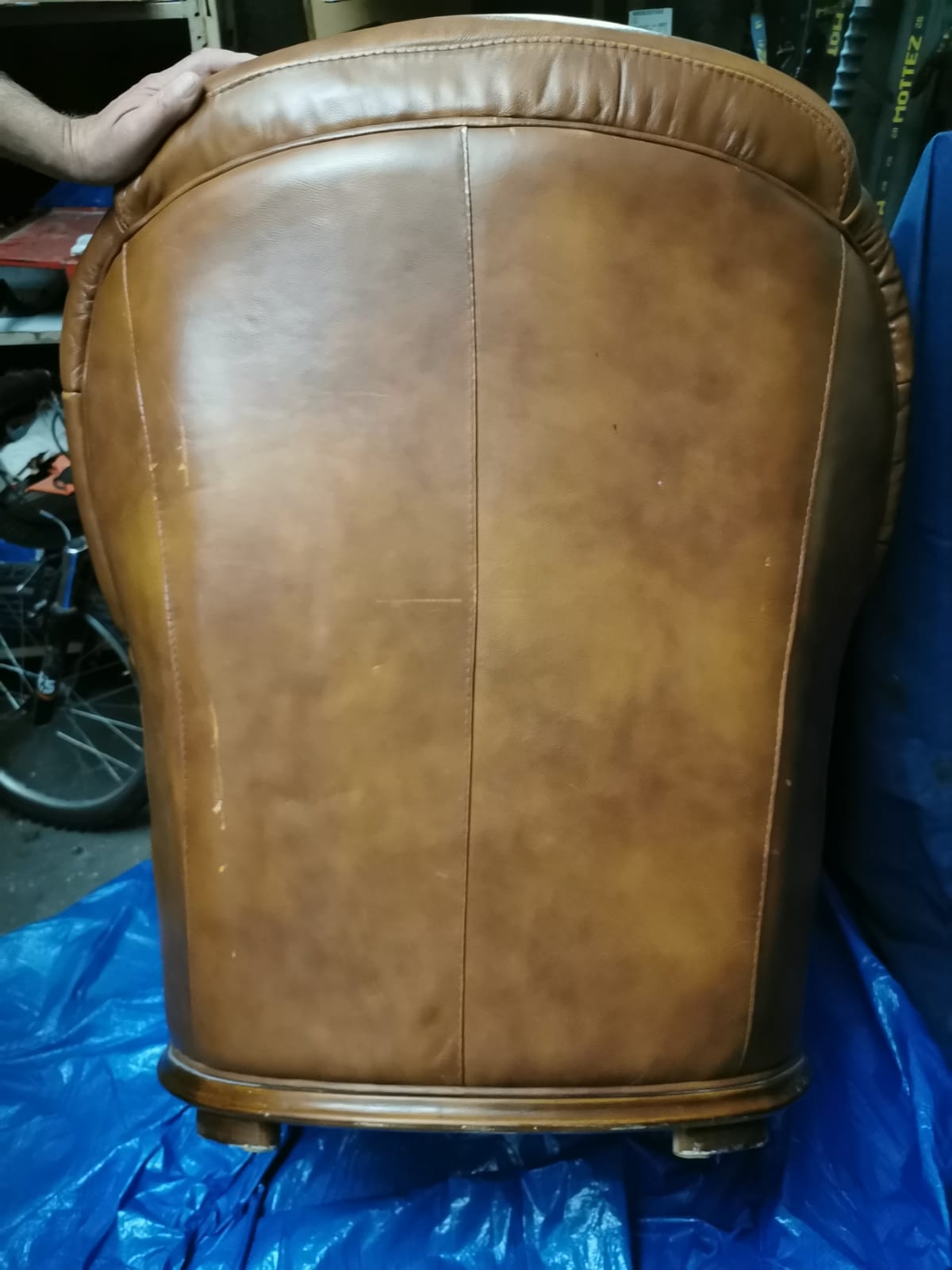 Brown leather armchair