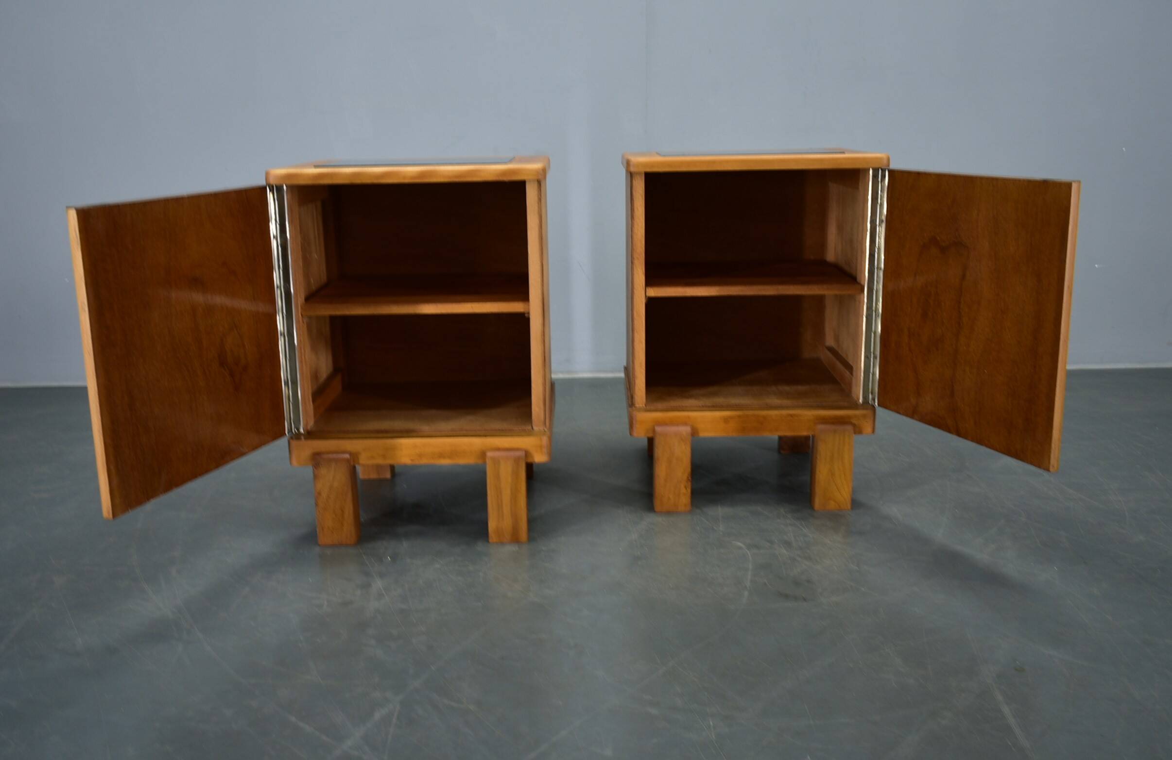 1935s pair of rare Art Deco bedside tables, Czechoslovakia