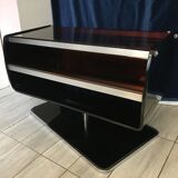 Swivel TV unit in smoked plexiglass