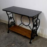 industrial cast iron and marble console table