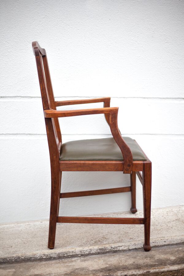 fauteuil Art Nouveau fauteuil Bois Avec Assise cuir Vert, Pieds Guimard Style, Salon, Bibliothèque