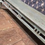 Blue lacquered teak coffee table