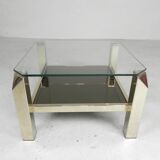 Belgo Chrom coffee table with 2 glass plates, 1970s