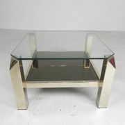Belgo Chrom coffee table with 2 glass plates, 1970s
