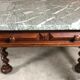 Louis XIII style table desk in oak with marble top