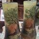Paire de vases en verre émaillé, à décor finement peint