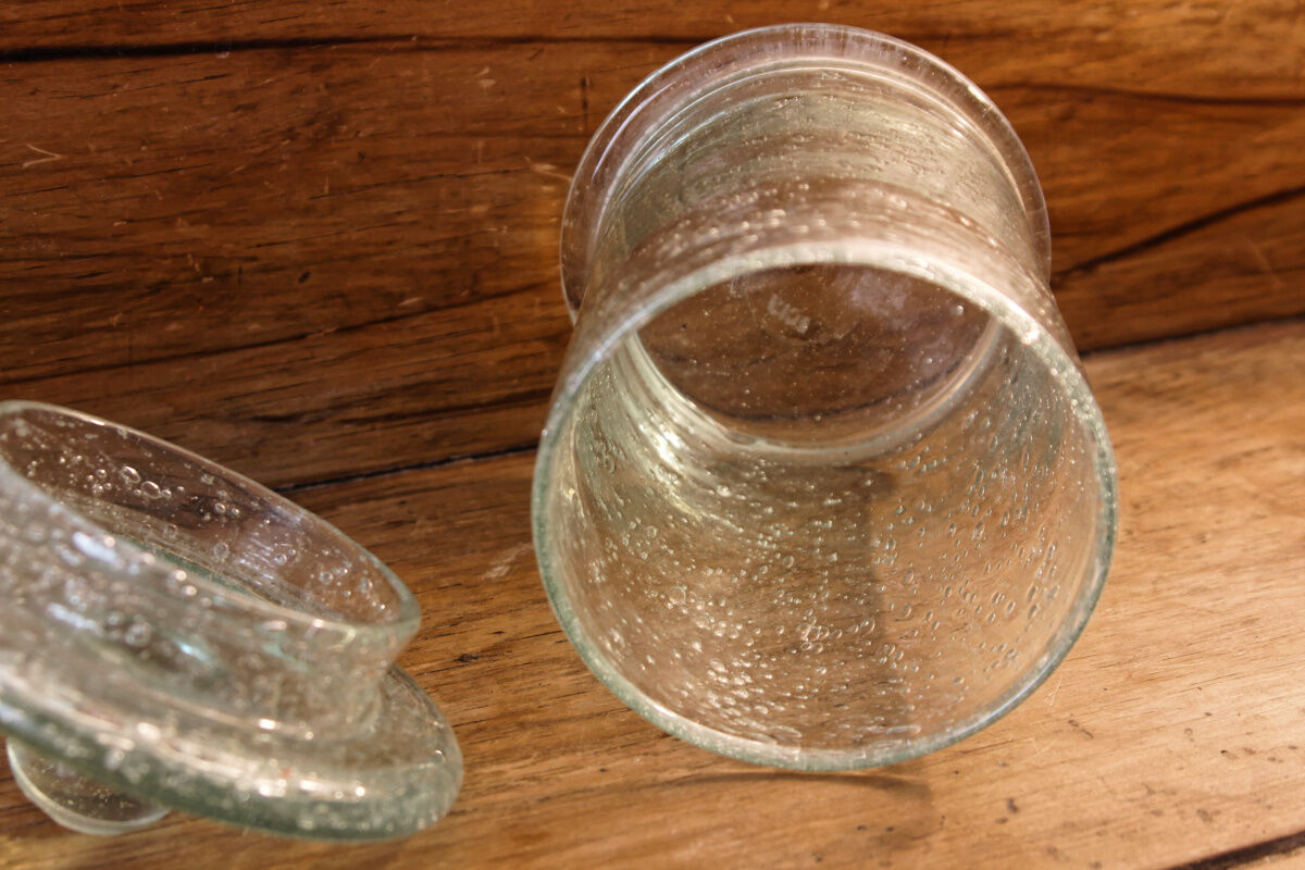 Bubbled glass jar, Biot