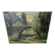 Painting - Oil on canvas Bridge on the banks of the Loire Signed Louis Hayaux (1897 1982)