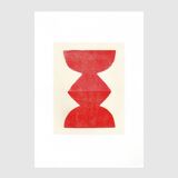 Painting on paper -red h716- abstract painting signed eawy