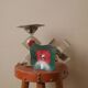 Pair of painted metal candle holders artisanal handmade wrought iron candelabra candlestick