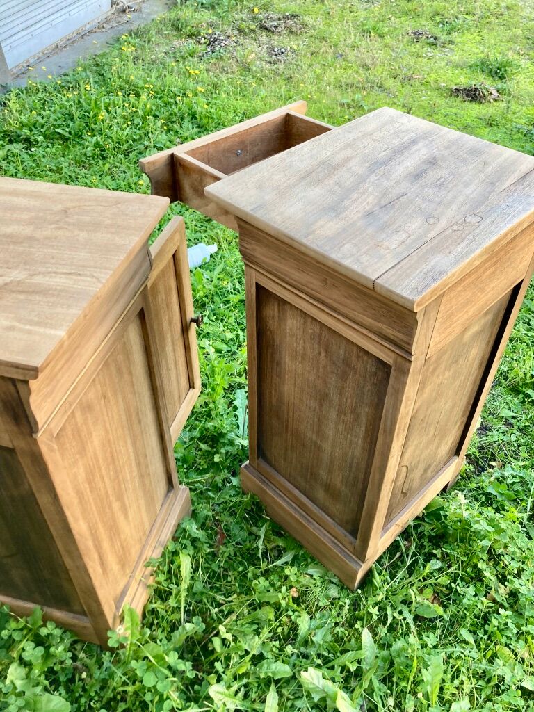 Bedside tables made of natural wood