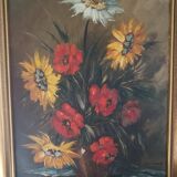 Oil on canvas still life with flowers signed soriano