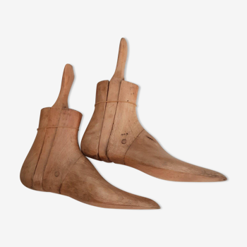 pair of beech wood ankle boot lasts