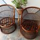 Pair of vintage bamboo rattan armchairs
