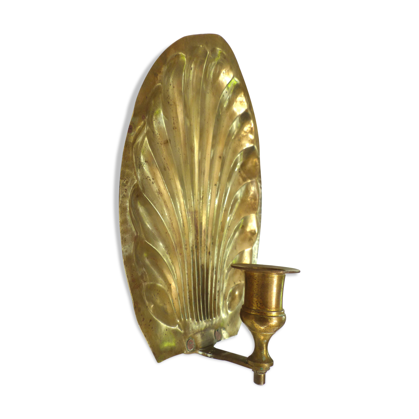 Wall shell candlestick in brass
