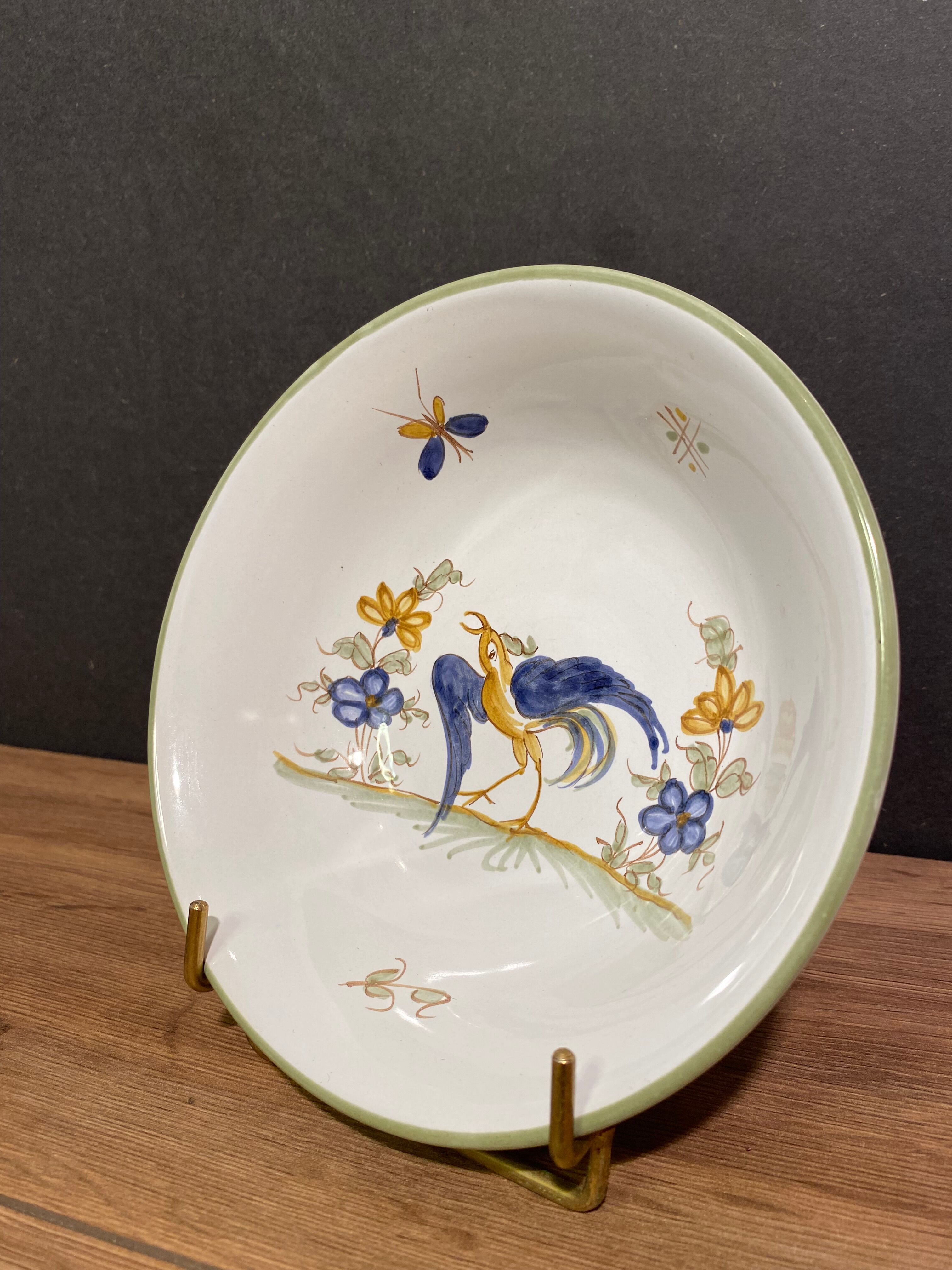 Bowl, hollow plate, earthenware cup decoration moustiers signed A. Le Gros Le Muret