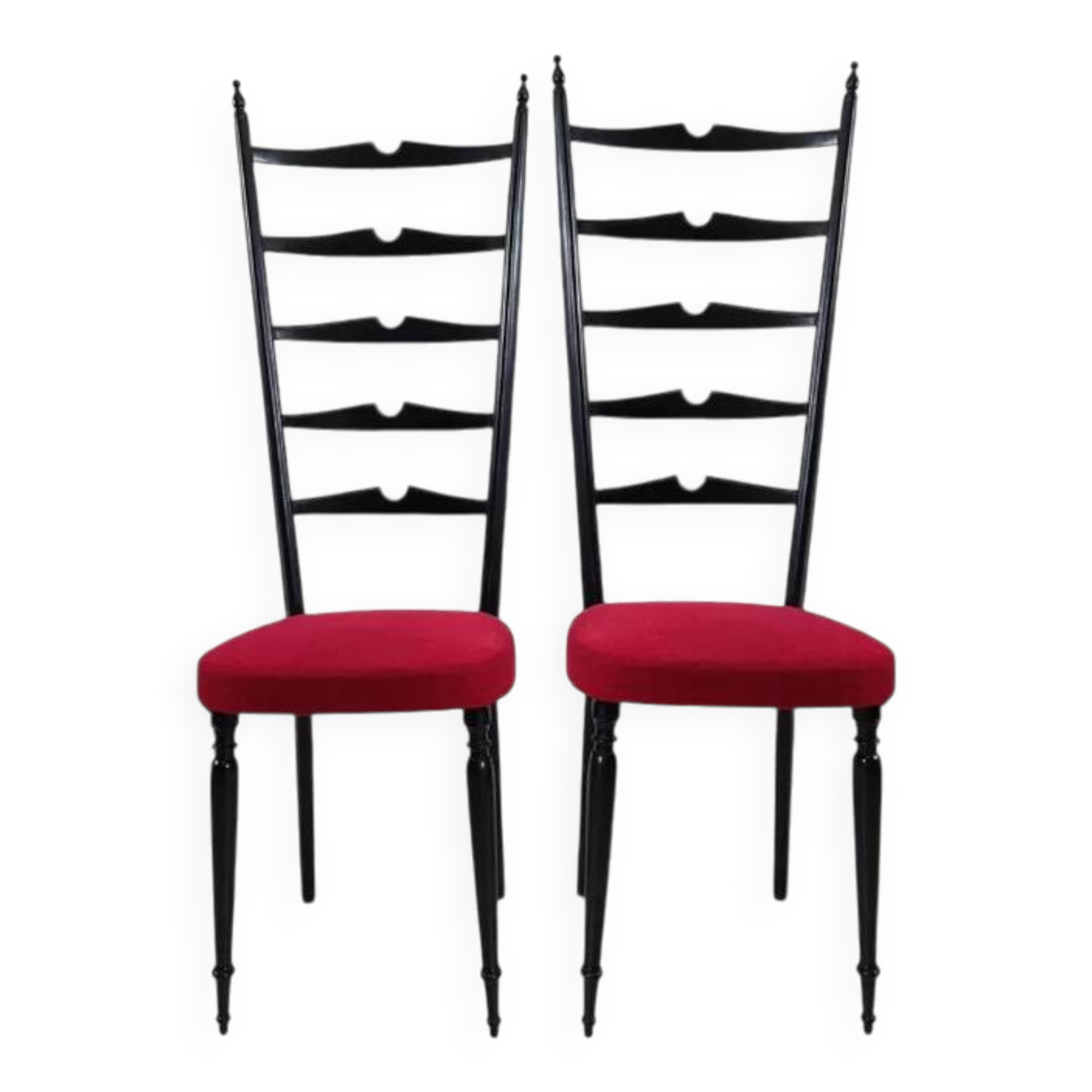 Pair of chiavarine chairs 40/50s high backrest