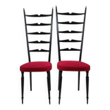 Pair of chiavarine chairs 40/50s high backrest