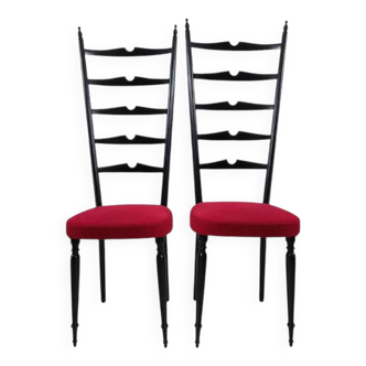 Paire de chaises chiavarine années 40/50 dossier haut