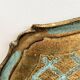 Florentine tray in gilded wood and turquoise with diamond pattern decoration