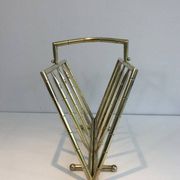 Brass faux-bamboo style magazine rack
