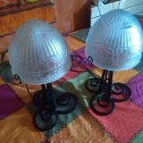 Art deco butterfly mushroom and flowers lamps, set of 2
