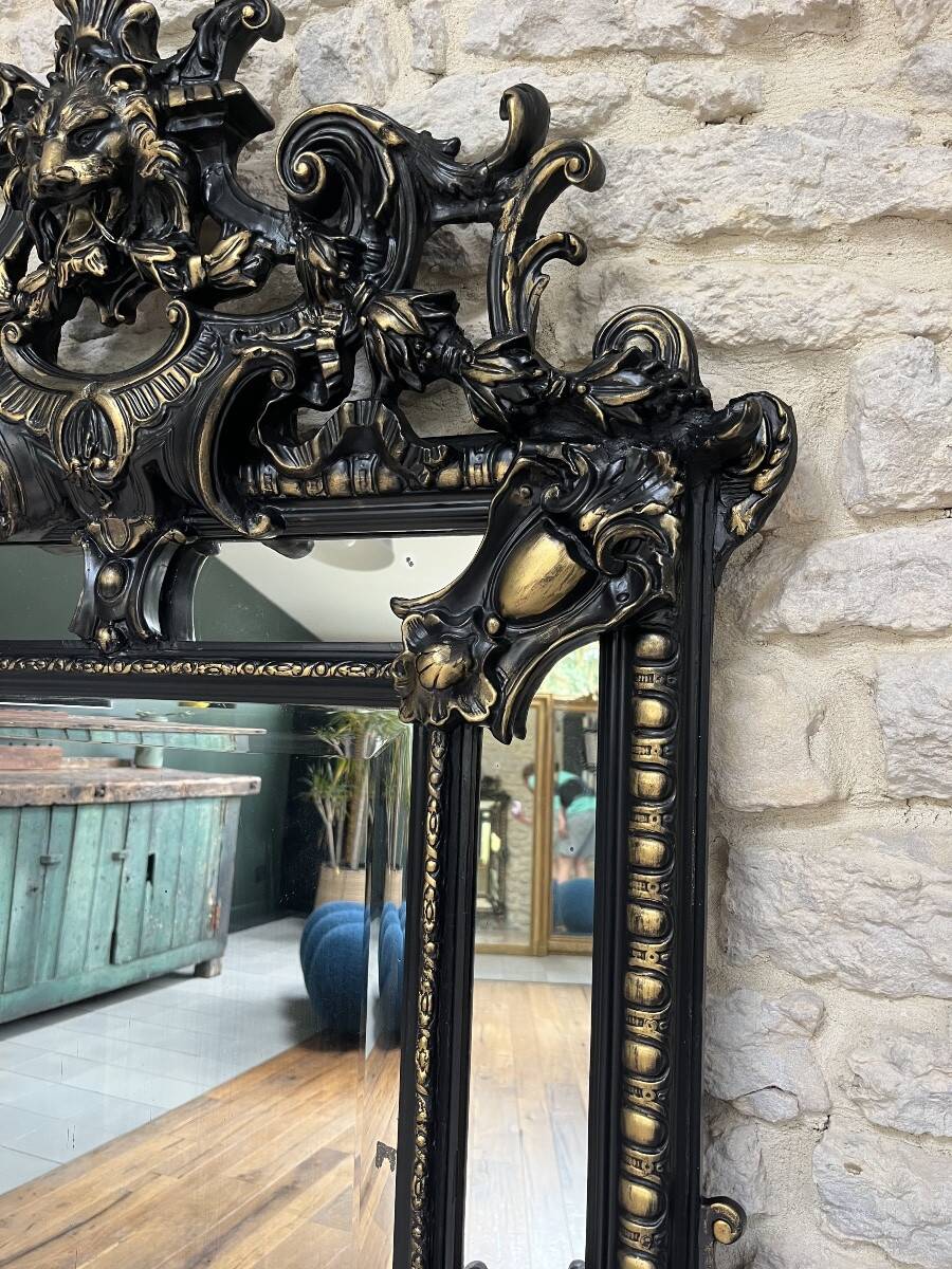 Miroir Ancien à Parecloses époque Napoléon III 152cm/90cm Glace Biseautée