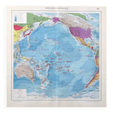 Vintage map Oceania Australia Japan 43x43cm from 1950