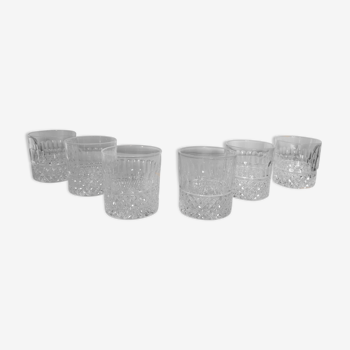 Set of 6 glasses of cut crystal whisky
