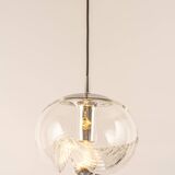 1 of 6 Large transparent glass pendant by Peill & Putzler, Germany, 1970s