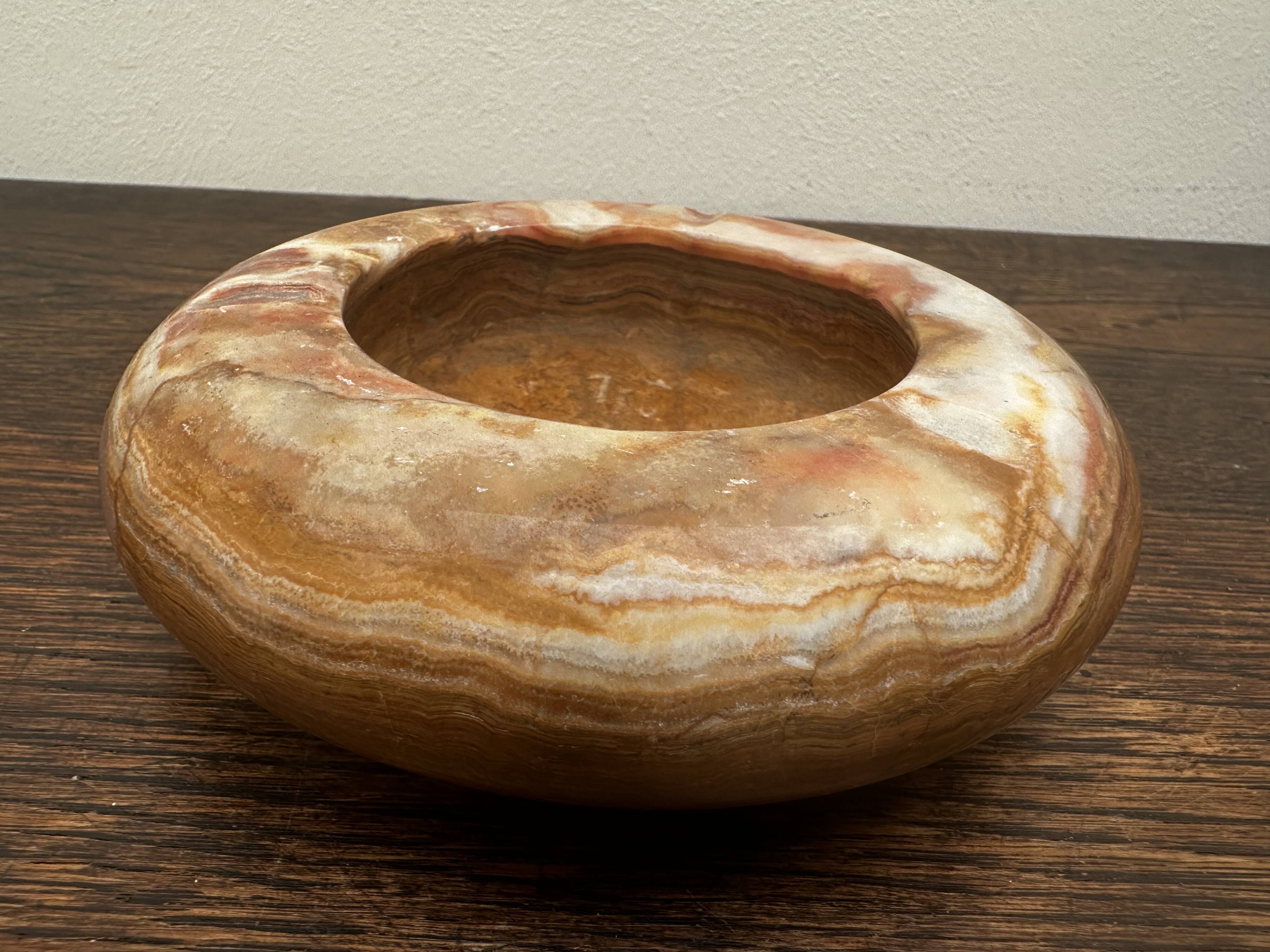 Vintage Orange Marble Ashtray Diameter 12 cm