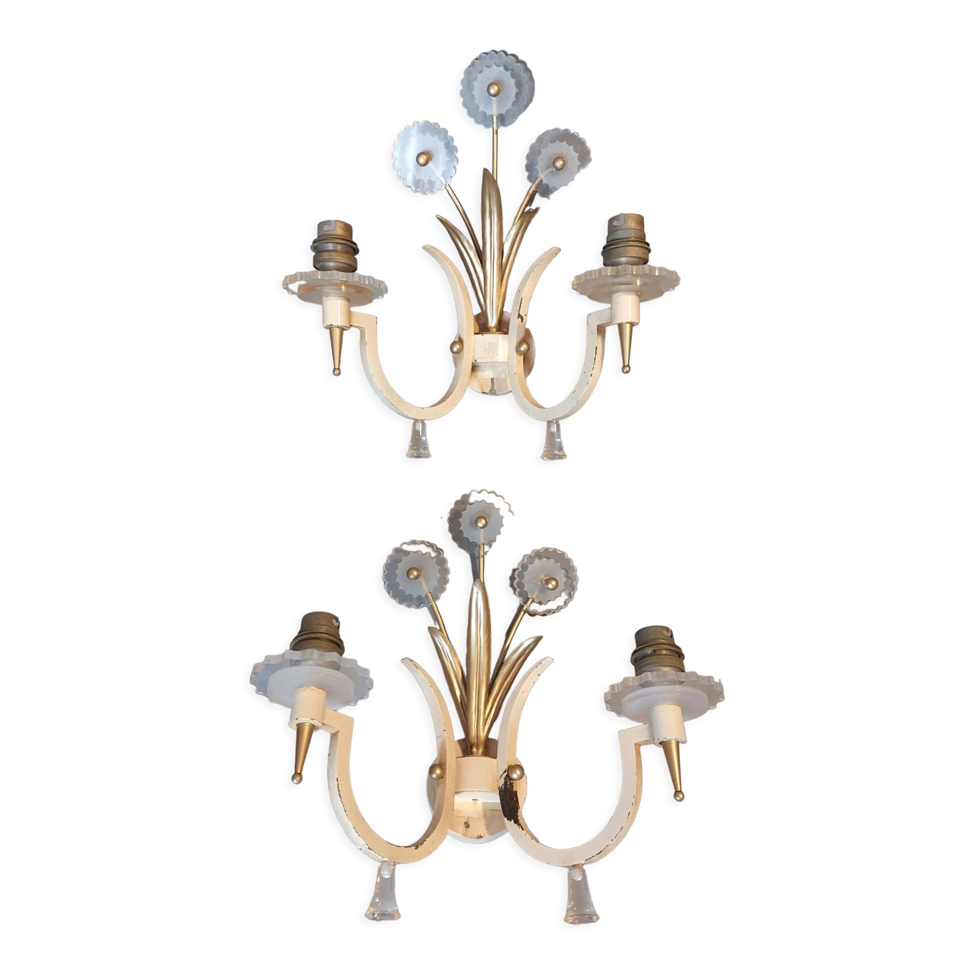 Paire d'appliques en fer forgé et bakélite 1940